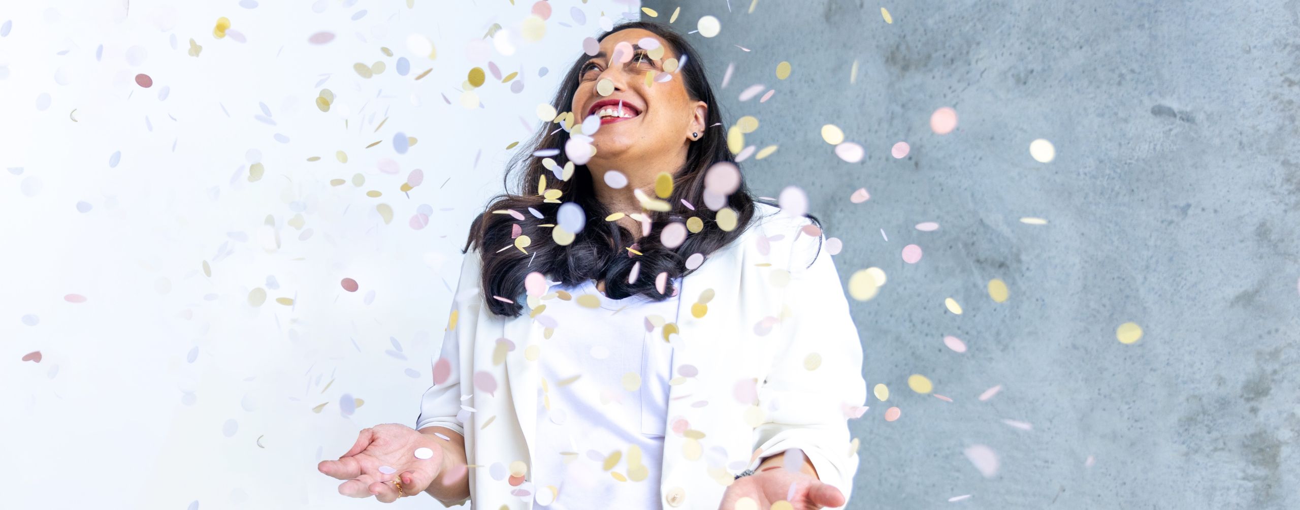 Celebration confetti throw for the launch of Comradery Collective.