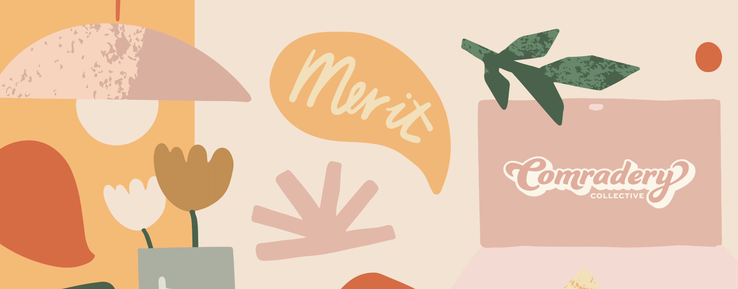 A close of of Comradery Collective's illustrated mural wall.